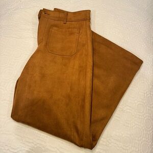 LOFT Women’s Wide Leg Pants in Brown Suede